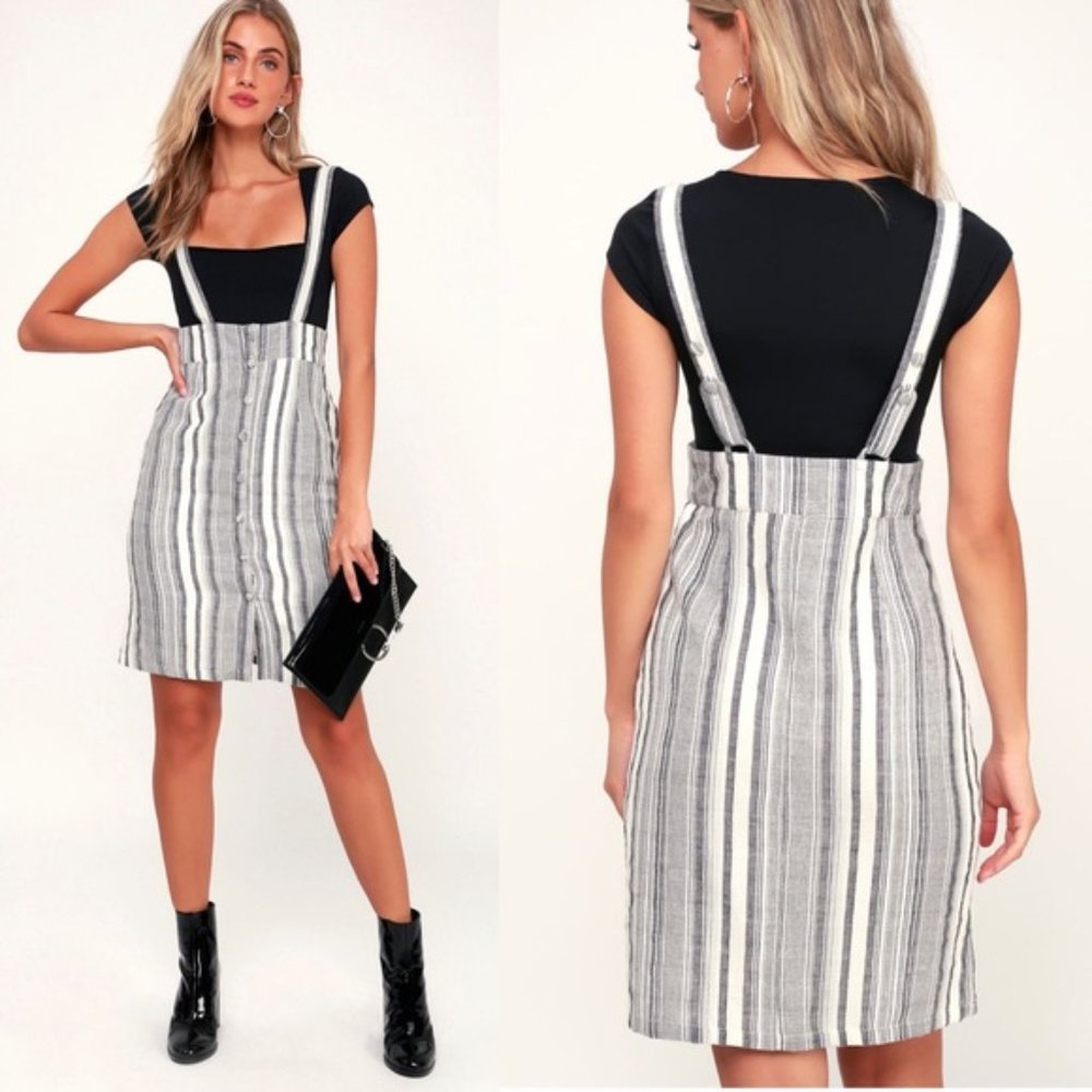 Lulu’s Suspend Time Striped Suspender Skirt